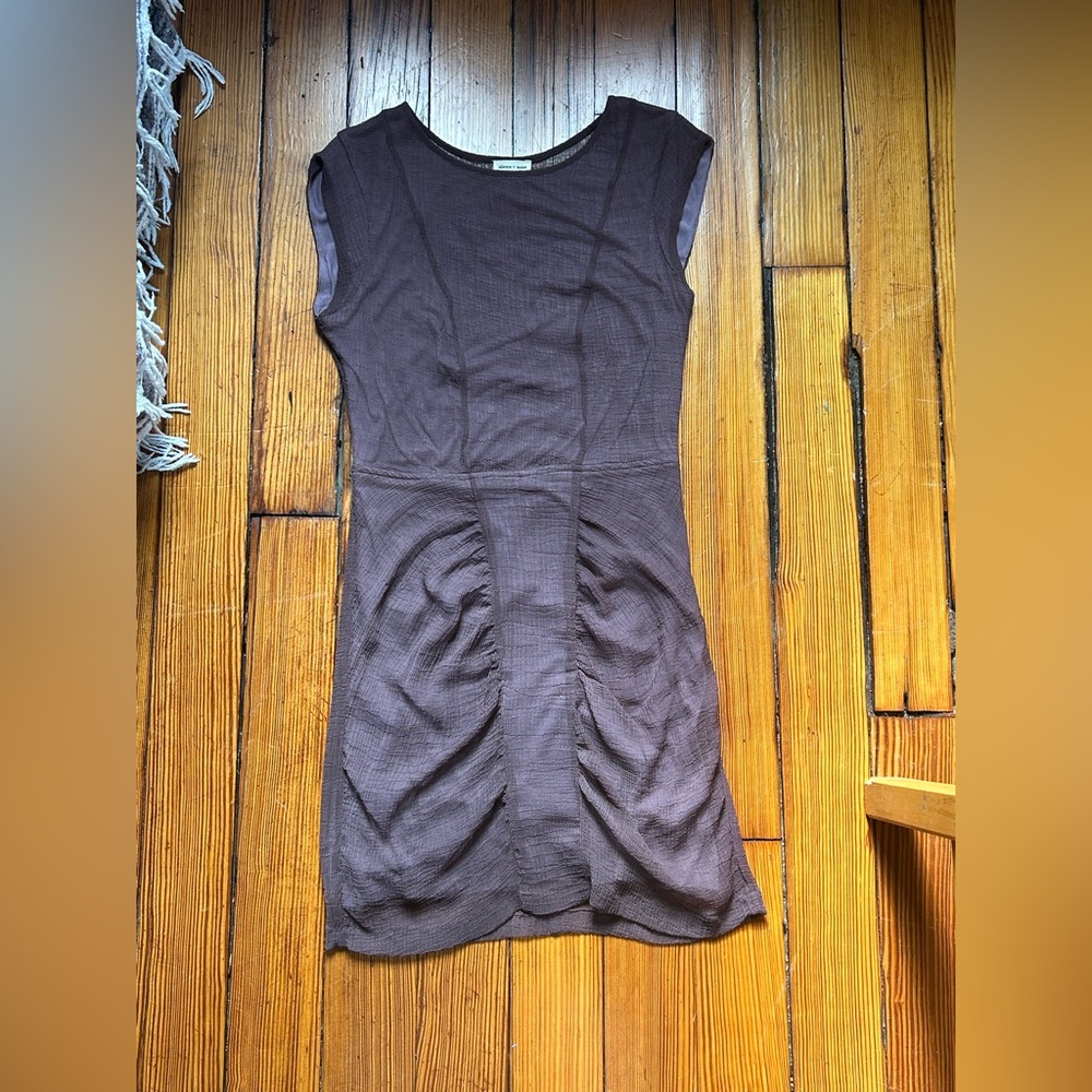 SILENCE AND NOISE • mini purple dress with embroid sheer back